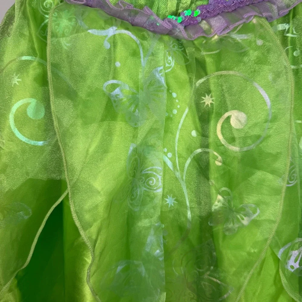 DISNEY‎ Tinker Bell Costume Size 7/8 Green Fairy Dress Tule